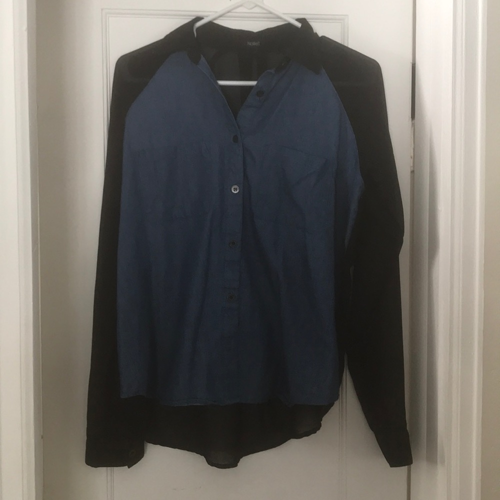 Button down denim and sheer Top
